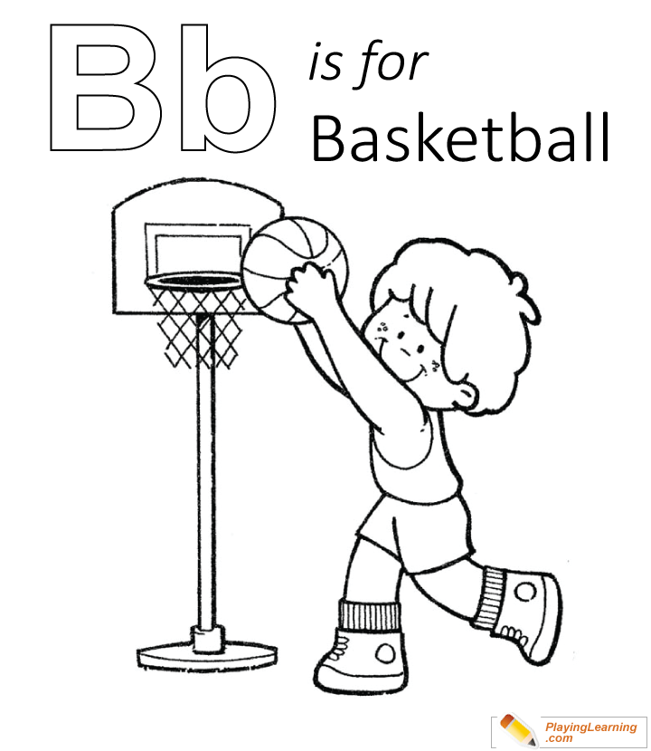 B Is For Basketball Coloring Page  for kids