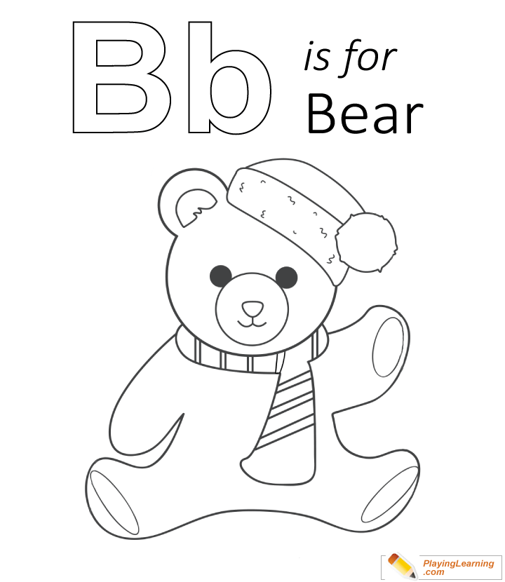 B Is For Bear Coloring Page  for kids