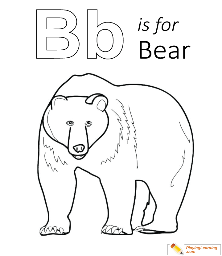 B Is For Bear Coloring Page  for kids