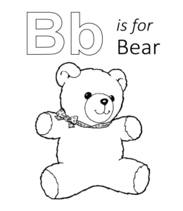 B is for bear coloring printable for kids