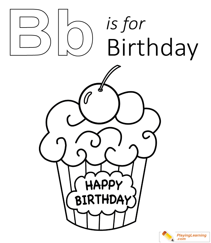 B Is For Birthday Coloring Page  for kids