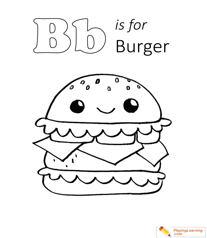 B Is For Burger Coloring Page  for kids