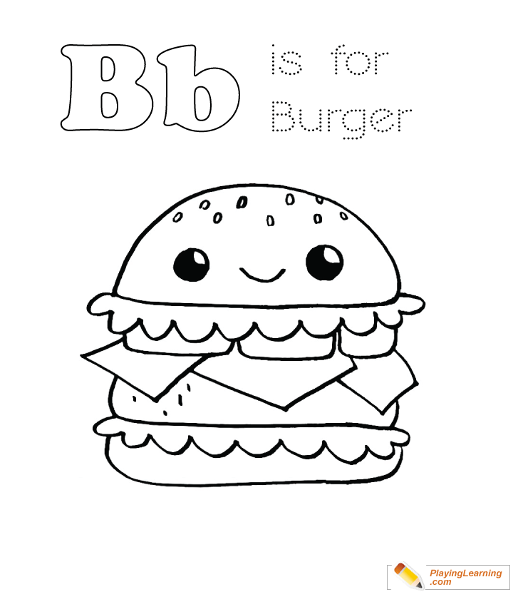 B Is For Burger Coloring Page  for kids
