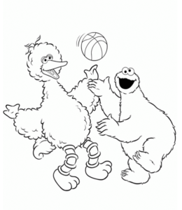 Cookie Monster and Big Bird Coloring Page for kids