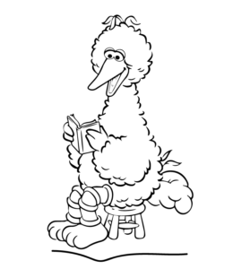 Big Bird Reading Coloring Page for kids
