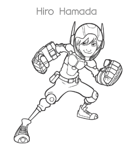 Big Hero 6 Hiro Hamada in Battle Outfit  Coloring Page for kids