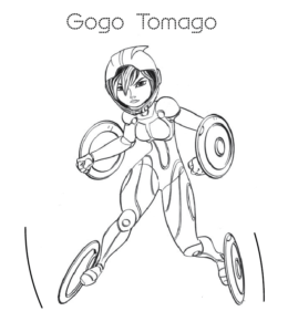 Big Hero 6  Gogo Tomago in Battle Suit Coloring Page for kids