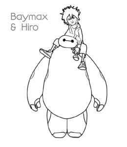 Big Hero 6  Baymax Carrying Hiro Coloring Page for kids