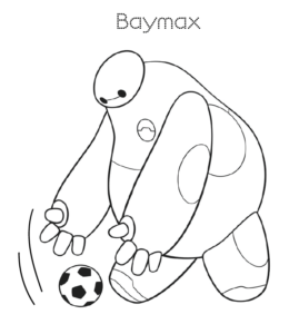 Big Hero 6  Baymax Playing Ball Coloring Page for kids