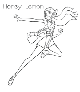 Big Hero 6  Honey Lemon Jumping Coloring Page for kids