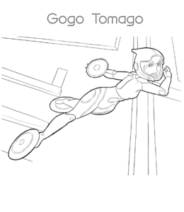 Big Hero 6 Gogo Tomago Throwing Discs Coloring Page for kids