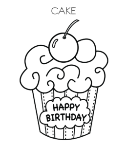 Birthday cake coloring page 5 for kids