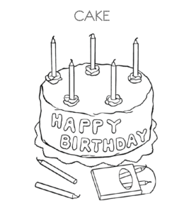 Birthday cake coloring page 7 for kids