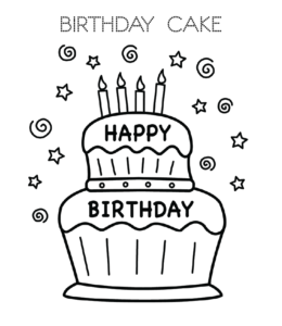Birthday cake coloring page 8 for kids