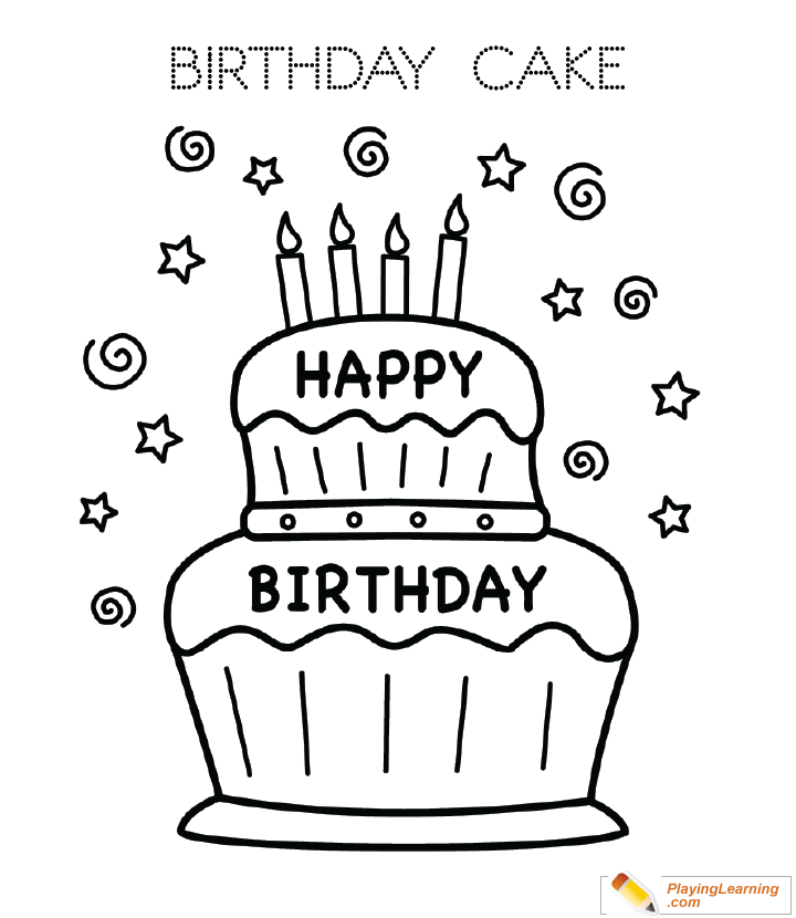 Birthday Cake Coloring Page 08 Free Birthday Cake