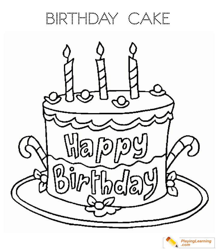 Birthday Cake Coloring Page 09 | Free Birthday Cake Coloring Page
