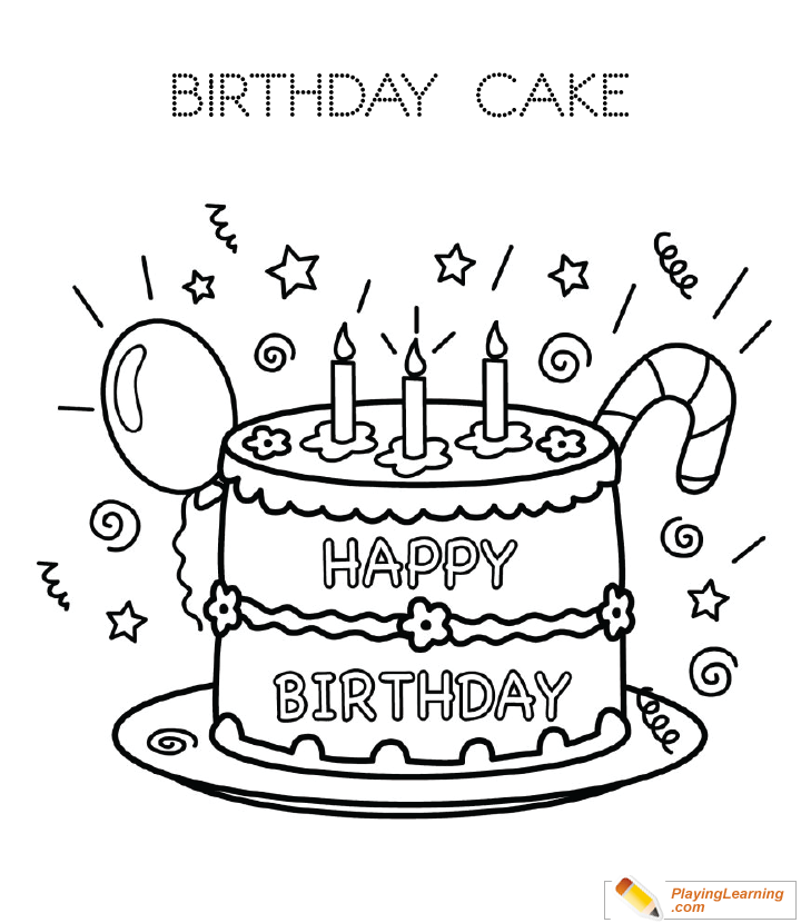 Birthday Cake Coloring Page 12 | Free Birthday Cake Coloring Page