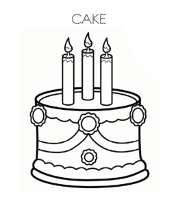 Birthday cake coloring page 16 for kids