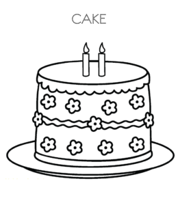 Birthday cake coloring page 18 for kids