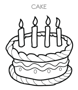 Birthday cake coloring page 19 for kids