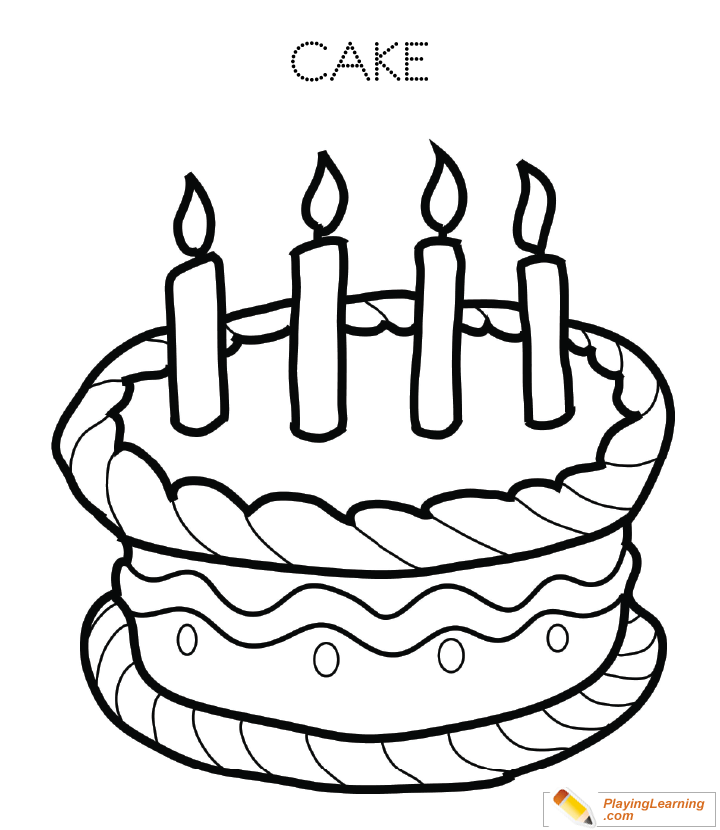 Birthday Cake Coloring Page 19 | Free Birthday Cake Coloring Page