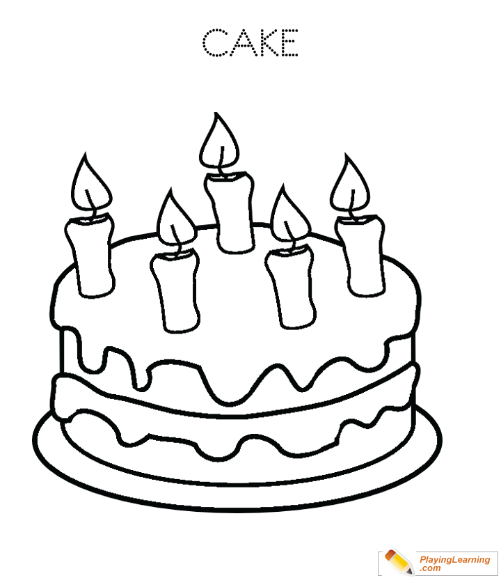 Birthday Cake Coloring Page  for kids