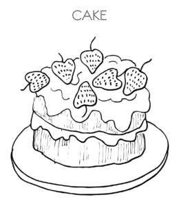 Birthday cake coloring page 27 for kids