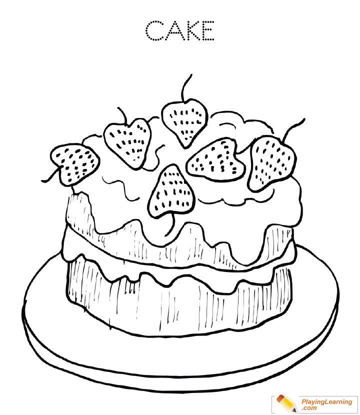 Birthday Cake Coloring Page  for kids