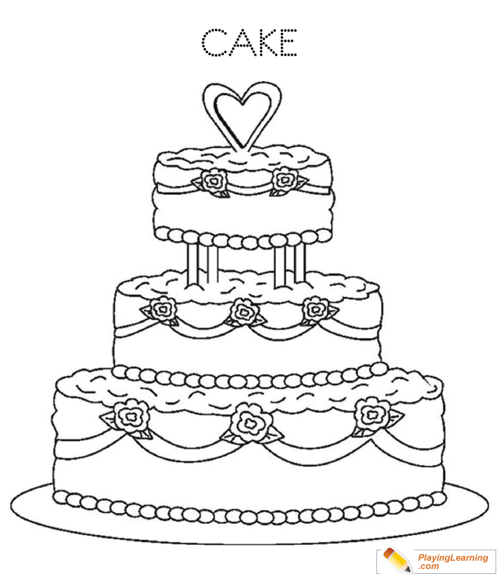 New year cake coloring printable page for kids