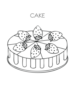 Birthday cake coloring page 34 for kids