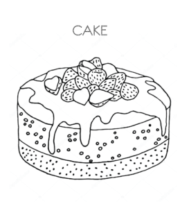 Birthday cake coloring page 35 for kids