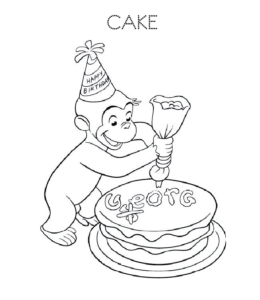 Birthday cake coloring page 44 for kids