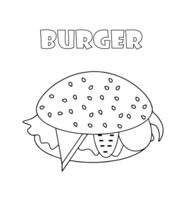 Burger coloring sheet for kids