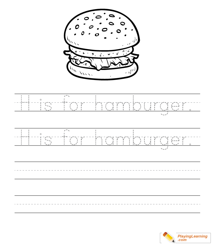 Burger Writing Sheet  for kids