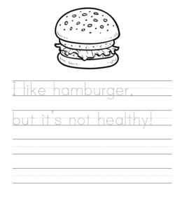 I like burger writing sheet for kids