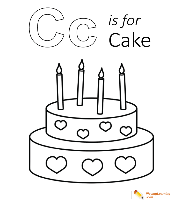 C Is For Cake Coloring Page  for kids