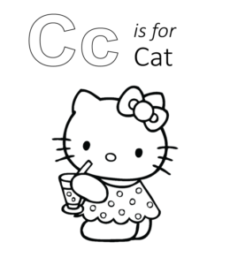 C is for Cow coloring page for kids