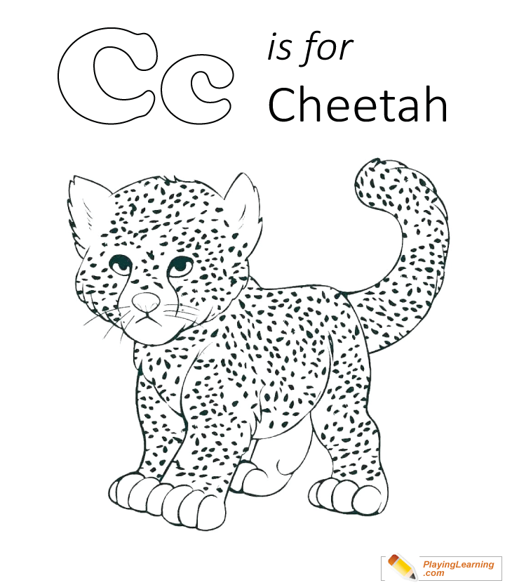C Is For Cheetah Coloring Page  for kids