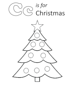 C is for Christmas coloring page  for kids