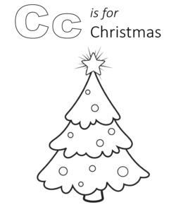 C is for Christmas coloring page  for kids