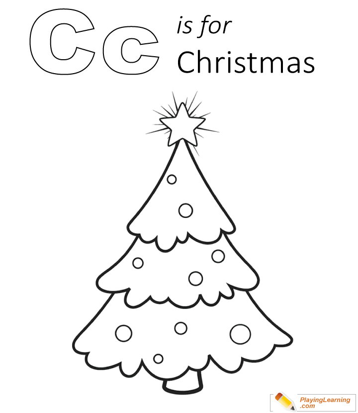 C Is For Christmas Coloring Page  for kids