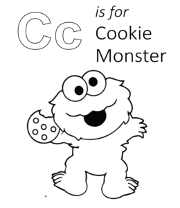 Sesame Street - C is for Cookie Monster coloring printable for kids
