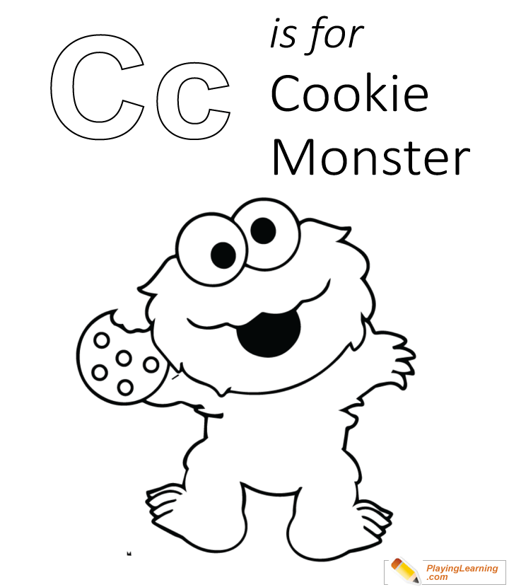 C Is For Cookie Monster Coloring Page  for kids