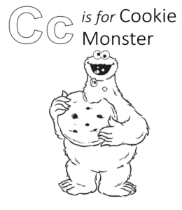 Sesame Street - C is for Cookie Monster coloring printable for kids
