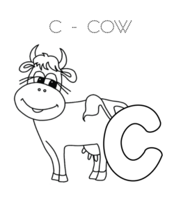Alphabet Coloring Page - C is for Cow  for kids
