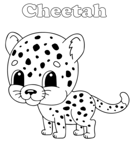 Small Cheetah cub coloring sheet  for kids
