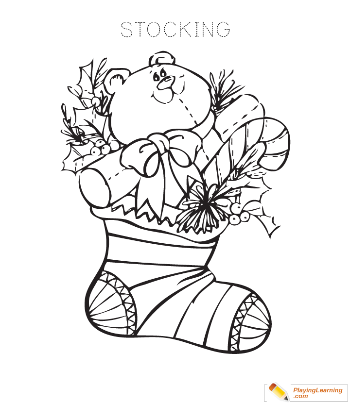Christmas Stocking Coloring Page  for kids