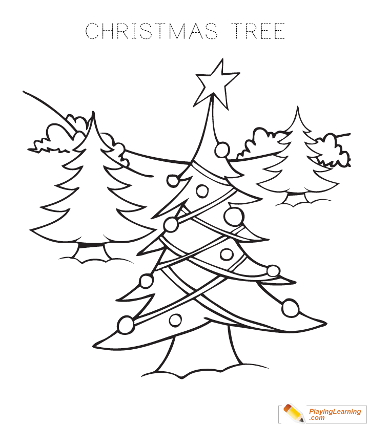Christmas Tree Coloring Page 03 | Free Christmas Tree Coloring Page