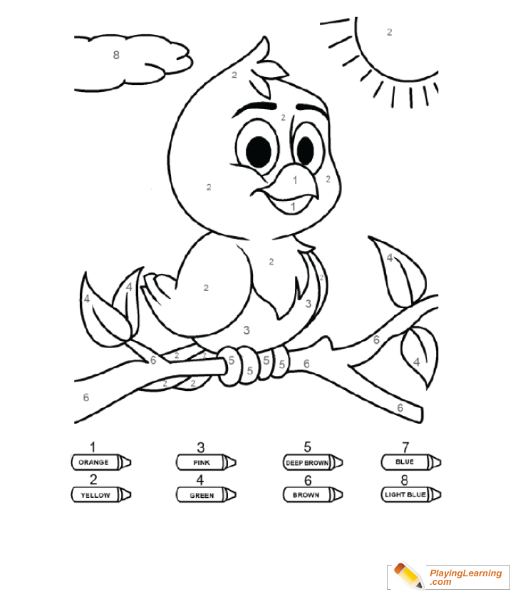 Coloring By Numbers  To  Bird  for kids