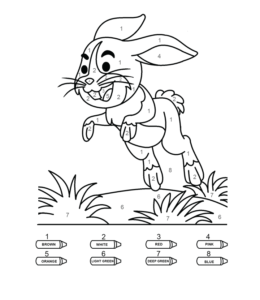 Coloring by numbers from 1 to 10 - Bunny (Easy)  for kids